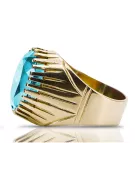 14K жълто злато Аквамарин Пръстен Винтидж vrc048y